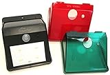 GR8 Goodz Holiday LED Motion Sensor Solar Lights with Removable Red and Green Christmas Color Covers, Weatherproof, Wireless Exterior Security Lighting, Automatic Dusk to Dawn Sensing. (Red & Green)