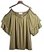 Merryfun Womens Sexy Summer Bat Ruffle Sleeve Cold Shoulder Loose Tunic Tops M
