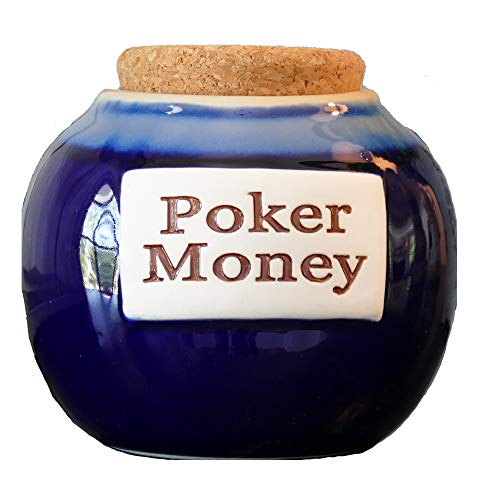 Tumbleweed Cottage Creek Poker Gifts Round Ceramic Poker Money Jar Poker Piggy Bank Poker Money Coin Bank/Gifts for Men [Blue]