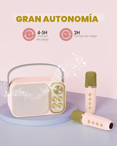 BESCOST Professional Karaoke with 2 Wireless Microphones, Bluetooth Karaoke Speaker for Kids, Portable Karaoke Machine Support TF Card, AUX, U Disk, Ideal for Wedding, Party, Birthday