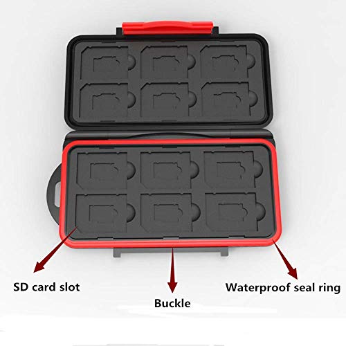 UPZHIJI SD Card Holder,Professional Water-Resistant Anti-Shock Holder Storage SD SDHC SDXC TF Memory Card Case Protector Cover with Carabiner for 12SD Cards & 12 Micro SD Cards
