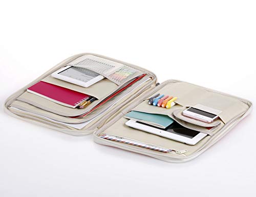 Lazyaunti Zipper Portfolio Organizer A4 Note Pouch-Waterproof Document Bags/Zipper Binder/Paper Case for 12.5" Mac,Tablet,Pens,washi Tape,Journals,Sketch Books (Black Red Leaf) - Thumbnail 5
