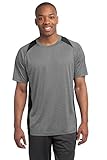 Sport-Tek ST361 Heather Colorblock Contender Tee - Vintage Heather/Black - XL