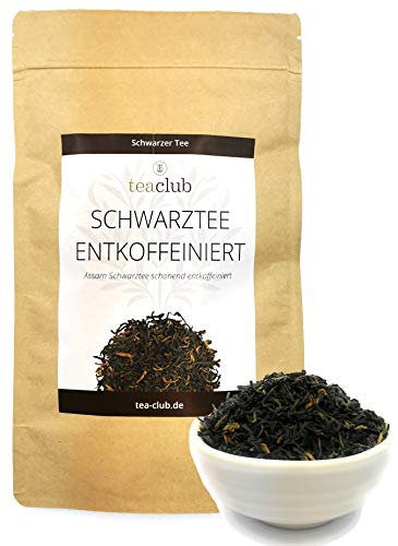 Schwarzer Tee Entkoffeiniert, Assam Tee Lose 100g, Schwarztee Blätter TGFOP1 Kräftig Malzig, Tea-Club