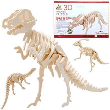 3D Wooden Simulation Animal Dinosaur Assembly Puzzle Model Toy for Kids and Adults, 6 piece