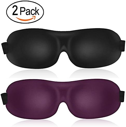 3D Sleep Mask (leeken New Design 2 Pack) Eye Mask for Sleeping - Contoured Eyemask - Blindfold Airplane mask- Night Blinder Eyeshade for Men Women … (black+wine red)