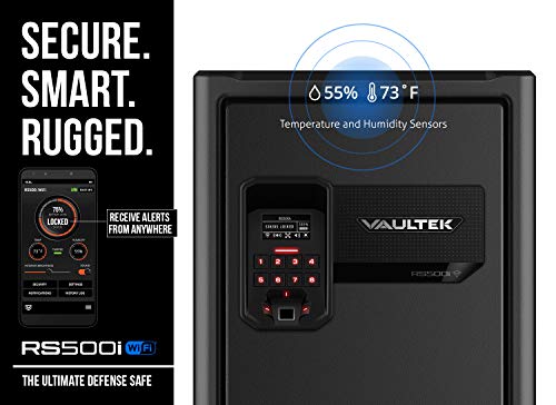 Vaultek RS500i Wi-Fi Biometric Rifle Safe Multiple Firearm Storage Smart Safe with Alerts to Smartphone Auto-Open Door and Rechargeable Battery Bonus Motion Activated LED Light (Biometric (Black))