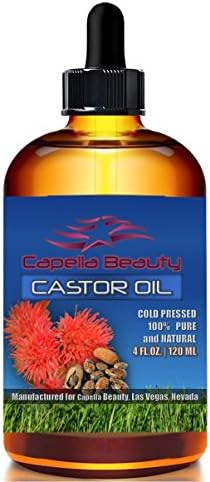 Castor Oil for skin, hair and scalp care, reduces hair loss and thicken eye lashes, natural moisturizer, rich in fatty acids, nourishes & protects your skin, PURE & COLD PRESSED Capella Beauty (1 Oz)