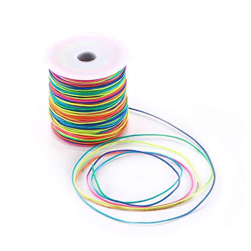 Bingcute 1.0MM Rainbow Elastic Cord Beading Threads Stretch String Fabric Crafting Cords for Jewelry Making, 100 Yard (Rainbow) - Thumbnail 3