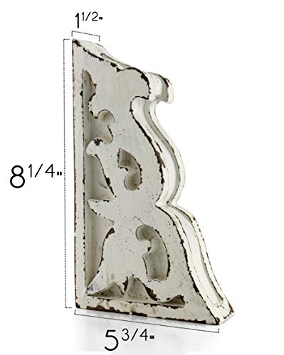 SAM + OLLIE FURNISHINGS Antique Style Corbel Finial Bookend, Chippy White Wood (8.5"x5"x1.5") - Thumbnail 3