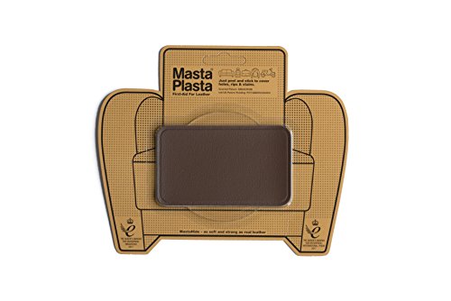 MastaPlasta, Leather Repair Patch, First-Aid for Sofas, Car Seats, Handbags, Jackets, Plain, Mid Brown Medium Stitch 4"x2.4"