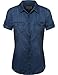 FPT Womens Short Sleeve Chambray Button Down Shirt (S-3XL)