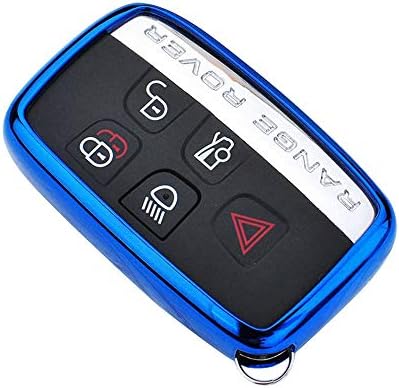 WEATLY Soft TPU Case Cover Protector Case for Land Rover Flip Key Fob, Car Remote Key Fob Case for Range Rover Discovery4 LR2 Jaguar Fob Remote Key (Color : Blue)