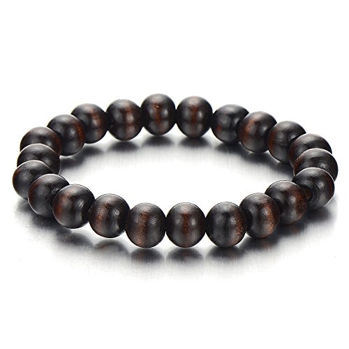 Mens womens wood bracelet, 10mm tibetan beads buddhist …