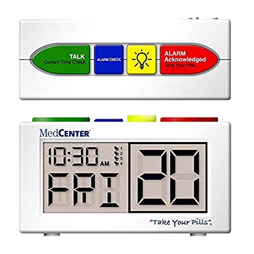 Talking Pill Reminder Clock with Loud, Easy Set, Multiple Alarms by