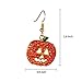iWenSheng Halloween Pumpkin Earrings Red - Hypoallergenic Crystal Dangle Earring for Women Holiday Night Costume Jewelry Smiling Face Pumpkin Drop Earrings, Fun and Festive