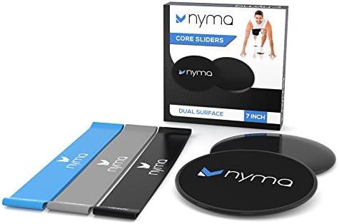 Bundle DEAL - Core Sliders + 3 Resistance Loop Bands set w/ BONUS Gliding Disc Exercise eBook - A Pair of Gliding Discs for Carpet &amp; Harder Surfaces! Grab Your Gliding Sliding Discs today!