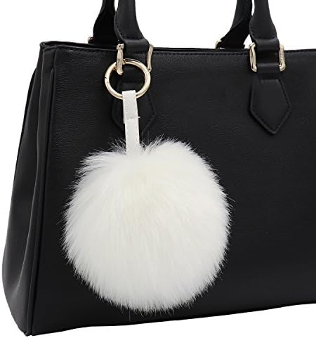 Aiphamy 4.7" Faux Fur Pom Pom Keychain Purse Bag Charm Fluffy Ball Key Chain for Women