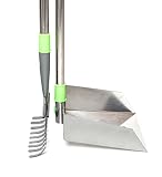 Woof & Paw Pooper Scooper Sturdy Metal Bin And Rake Set With LONG Telescoping Stainless Handles Adjustable to 40" - No Bending Over - Best Scoop For Tall People - Small And Large Dogs - Collapsible