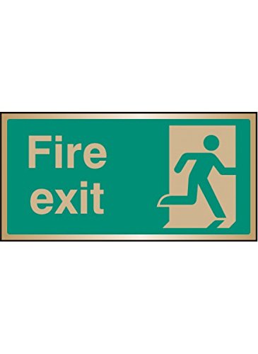 Caledonia Signs 59521 Fire Exit Brass Label, 200 mm x 100 mm