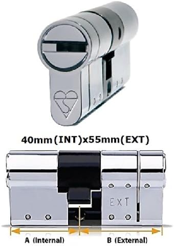 Avocet ABS High Security Euro Cylinder - Anti Snap Lock - Sold Secure Diamond Standard - 3 Star - Chrome 40mm(INT)x55mm(EXT) by Avocet ABS