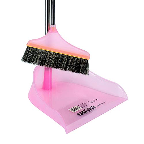 Dustpan Broom Set, Puyujin Broom Dustpan Long Handle Broom Combo with Long Handle For Home Kitchen Room Office Lobby Floor Use Upright Stand up Sweep Set - Shipped From USA (Pink) - Thumbnail 2