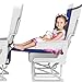 Travel Bread Airplane Footrest Hammock, Portable Travel Footrest with Inflatable Pillows, Adjustable Height Flight Carry-On Foot Rest Hammock Provides Relaxation & Comfort for Long Flights(Dark Blue)