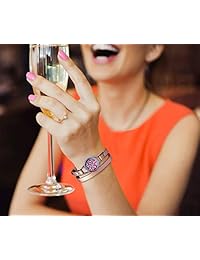 Carmel - Pulsera difusora de aceite esencial, acero inoxidable, pulsera de aromaterapia, correa de piel, oro rosa, set de regalo de joyería para mujeres y niñas, 48 estilos de 6 caras, 8 almohadillas de color (edición ampliada)
