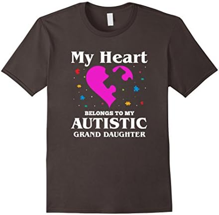 Mens My Heart Belongs to My Autistic Granddaughter Autism T-Shirt 2XL Asphalt
