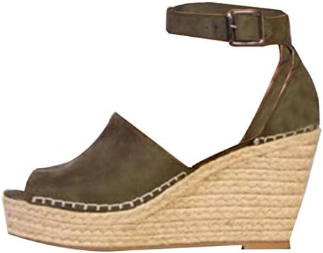 Huicai Beach Shoes for Women Casual Fashion Summer New Wedge with Hemp Rope Buckle Open Toe Light Dress Sandals