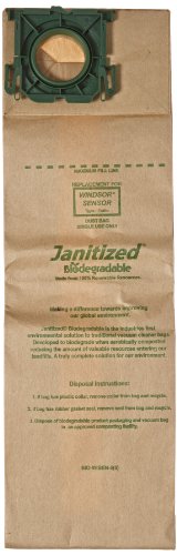 JanitizedCOM-WISEN-4(5) Compostable Paper Premium Replacement Commercial Vacuum Bag for Windsor Sensor/XP, Versamatic Plus, Triple S Prosense & Kenmore 50015 vacuums (Pack of 50)