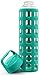 Ello Pure Glass Water Bottle with Silicone Sleeve, 20 oz, Teal Squares