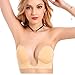 Oolala Deep Sexy U Plunge Push Up Strapless Backless Adhesive Bra Nude