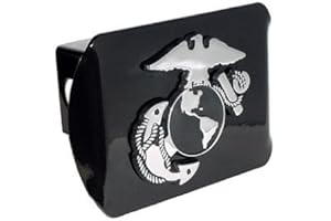 GUONG MVP Accessories US Marine Corps Insignia Black Metal Trailer Hitch Cover with Metal Logo