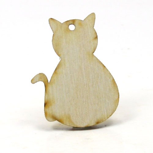 Mylittlewoodshop - Pkg of 12 - Cat - 1-1/2 inches by 1.1 inches and 1/8 inch thick unfinished wood(LC-CATT12-12)