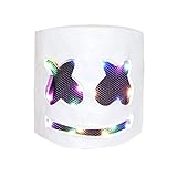 DJ LED Mask - Music Festival Party Light Up Mask Cosplay Costume - Carnaval Halloween Disco Headgear Prop Latex Full Head Hat - Carnival DJ Helmet White