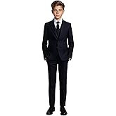Black n Bianco Boys' Formal Black Suit with Shirt and Vest