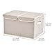 EZOWare Large Storage Boxes [3-Pack] Large Linen Fabric Foldable Storage Cubes Bin Box Containers with Lid and Handles for Home Nursery, Closet, Baby Products (Silver Gray)