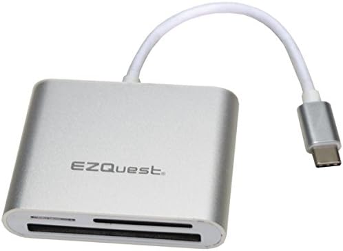 EZQuest USB-C Card Reader, Aluminum, Simultaneous Read and Write, for MacBook, MacBook Pro, MacBook Air, and Other Devices with USB-C Ports