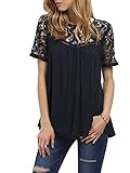 SheIn Women's Crochet Short Sleeve Lace Blouse Casual Tops