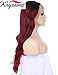 K'ryssma Ombre Wine Red Lace Front Wigs Synthetic, Dark Roots Burgundy Synthetic Wigs for Women Long Wavy Lace Wig Heat Resistant
