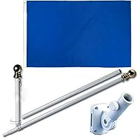 Ant Enterprises Royal Blue 3 x 5 FT Flag Set + 6-Ft Spinning Flag Pole + Bracket Tangle Free