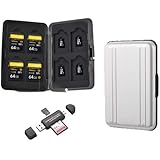 Premium SD Card Holder Bundle with Memory Card Reader by IVALLEY (Silver)