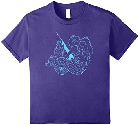 Kids Mermaid Spearfishing T-Shirt Spearfish Freediving Tee 8 Purple