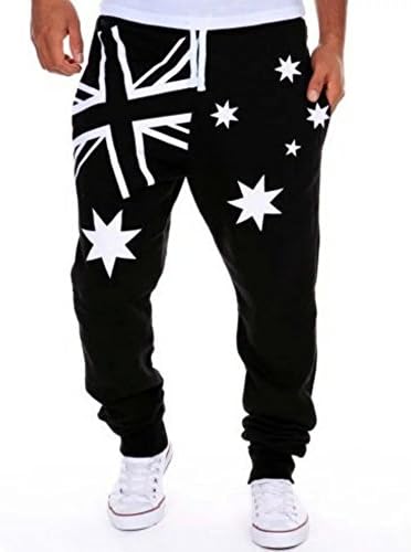 PerPor Men's Casual Sport Trouser Sweat Pants Hip-hop Loose Jogger,Star Printed Black White XXL