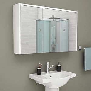 Bravo Home Bade Cabinet with Mirror (White)