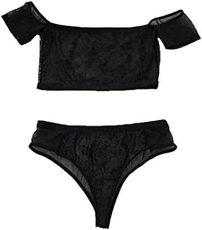 Sexy Lingerie,Jvcat Women A Word Collar Nightgown Perspective Babydoll Mini Bodysuit Lace Temptation Sleepwear (XXL, Black)