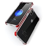 iPhone X Case - Double Layer Shock-Absorbant Material - Lightweight Slim Fit Design - Transparent Polycarbonate Backing - Drop-Resistant Protective Case for iPhone X (Red)