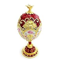 Heitaisi Vintage Fillable Enameled Faberge Egg Style Decorative Hinged Jewelry Trinket Box Gift for Home Decor