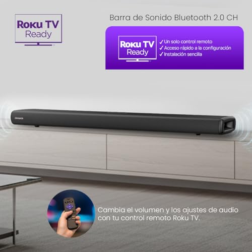 Aiwa Barra de Sonido AWSBRK Bluetooth 2.0 CH con LED, HDMI, 80W, Negro, 50/60 Hz, Sonido Potente para TV, Conexiones USB y Auxiliar, Diseño Slim Plus!